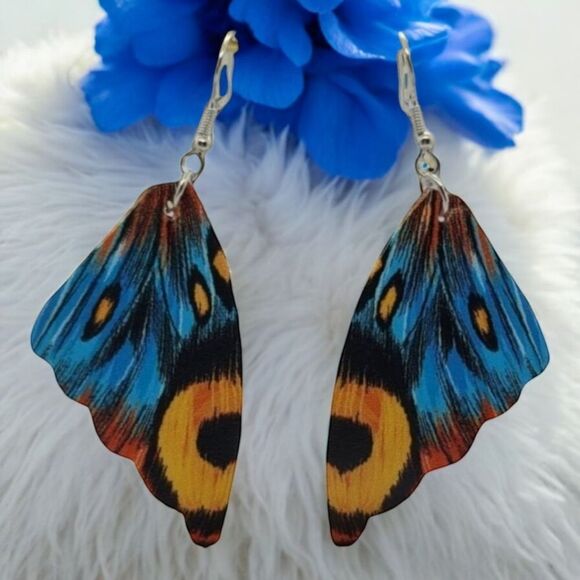 Boutique Jewelry - Butterfly Wing Earrings 🦋 Faux Leather Double Sided Dangle Drop Ear Jewelry